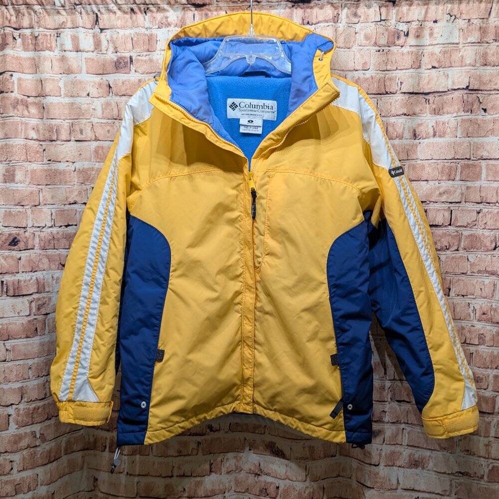 Columbia Coat Winter Ski Snow Jacket Yellow/Blue/White Size Small